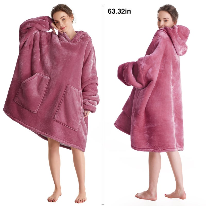 Aemicion Wearable Blanket for Women,Warm Cozy Oversized Hoodie Blanket as Pink Gifts for Women Mom Girlfriend-Mellow Rose - Image 3